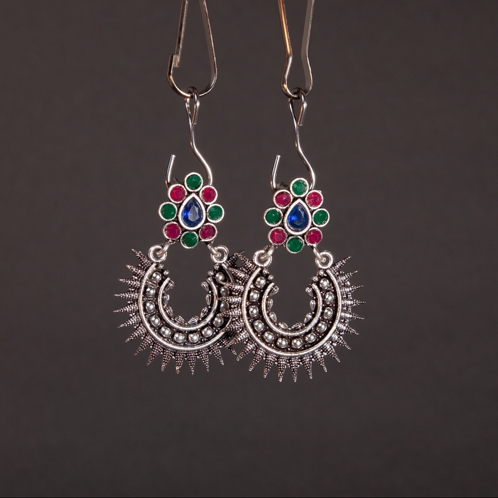 Bollywood style black metal earring